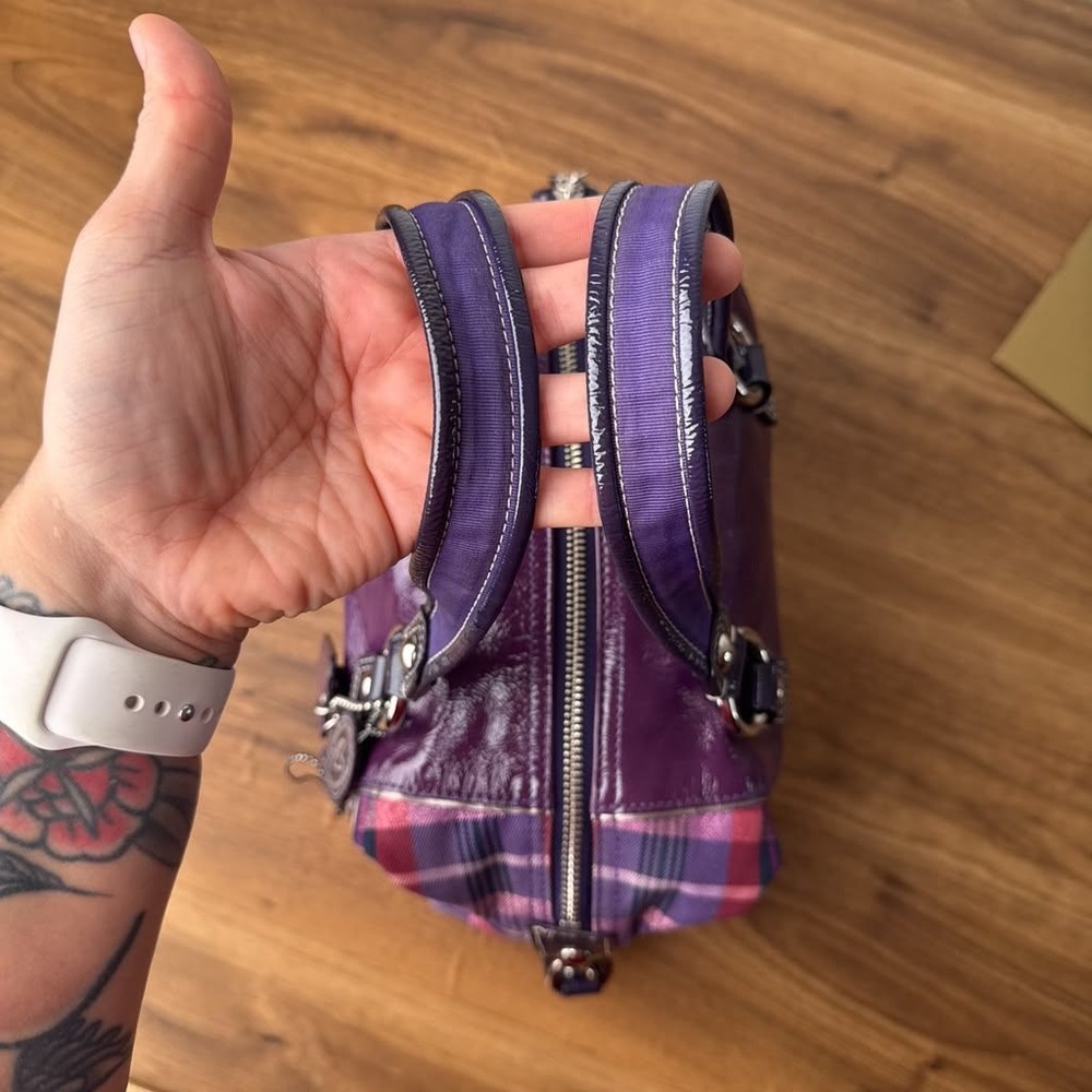Coach Poppy Purple Tartan Plaid Satchel Limited Edition Hang Tags 15884 - Picture 10 of 16
